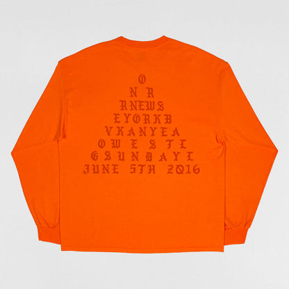 The Life of Pablo 2016 Cancelled Governor's Ball Long Sleeve In Orange