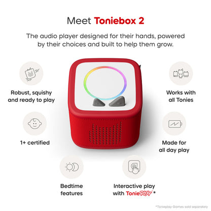 Tonies - Toniebox 2 - Sunset Red Starter Set with Creative Rubie - Mabel & Fox