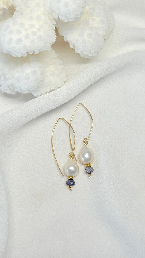 Twilight earrings - Freshwater x iolite