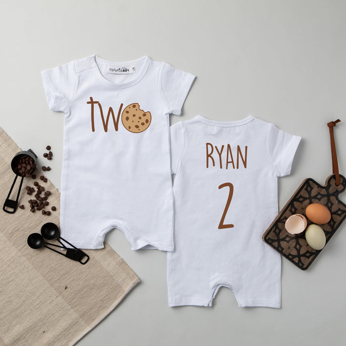"Two Cookie" Shorts Slim Fit 2nd Birthday Romper