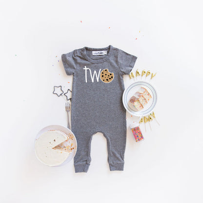 "Two Cookie" Slim Fit Short Sleeve 2nd Birthday Romper