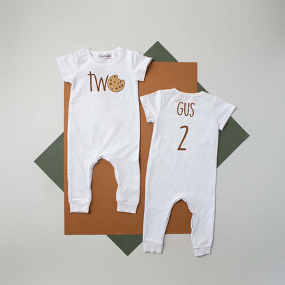 "Two Cookie" Slim Fit Short Sleeve 2nd Birthday Romper