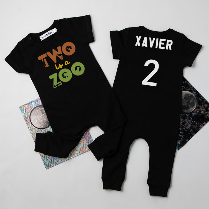"Two is a Zoo" Slim Fit Short Sleeve 2nd Birthday Romper