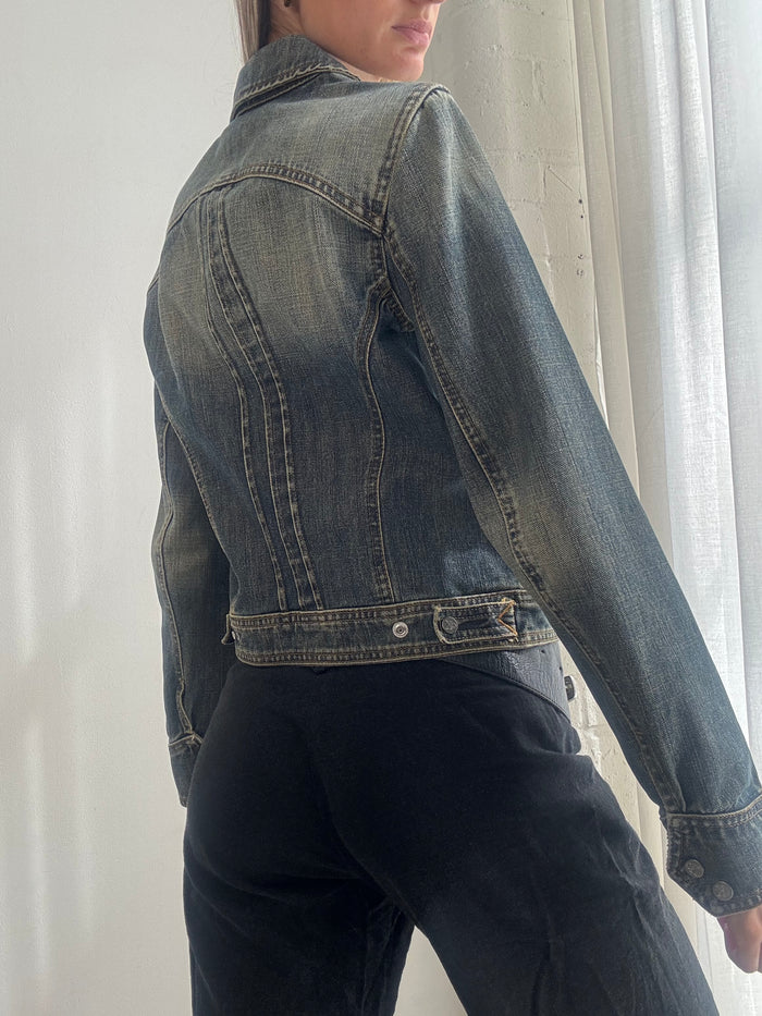 Vintage Y2K Calvin Klein Washed Denim Jacket – Fitted Jacket - Size S/M