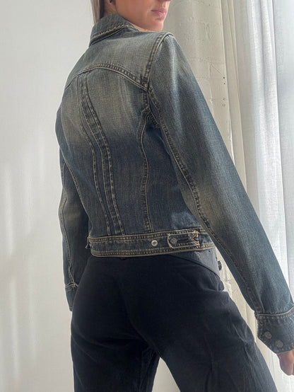 Vintage Y2K Calvin Klein Washed Denim Jacket – Fitted Jacket - Size S/M