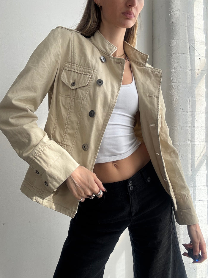 Vintage Y2K cream fitted utility jacket - Size S