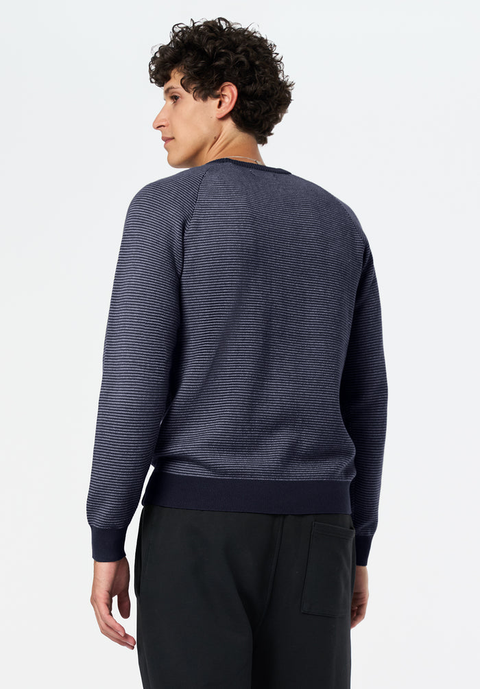 Buffalo Men Sweaters Navy Knit Sweatshirt Textured Knit Crew Neck