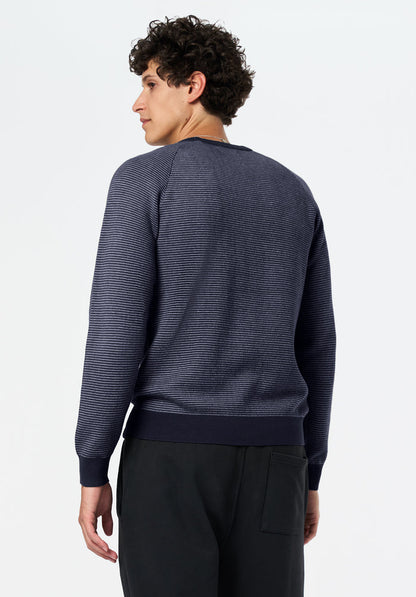 Buffalo Men Sweaters Navy Knit Sweatshirt Textured Knit Crew Neck