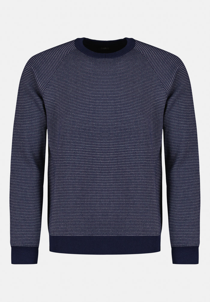 Buffalo Men Sweaters Navy Knit Sweatshirt Textured Knit Crew Neck