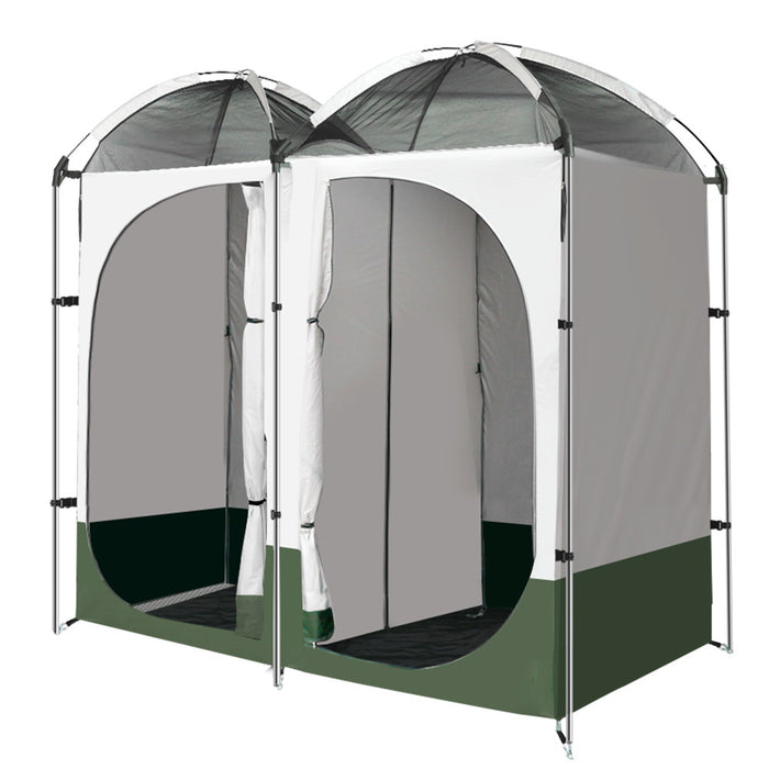 Weisshorn Double Camping Shower Toilet Tent Outdoor Portable Change Room Green-Home Living Store-