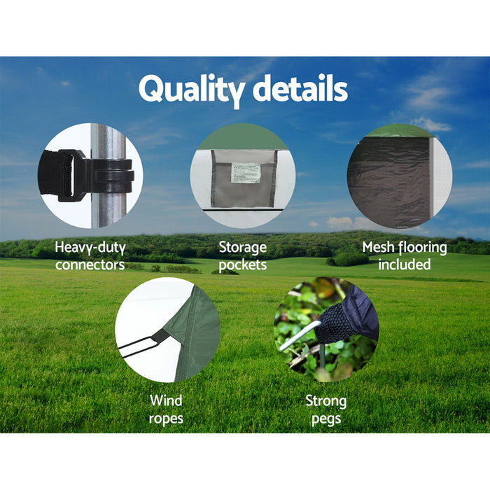 Weisshorn Double Camping Shower Toilet Tent Outdoor Portable Change Room Green-Home Living Store-
