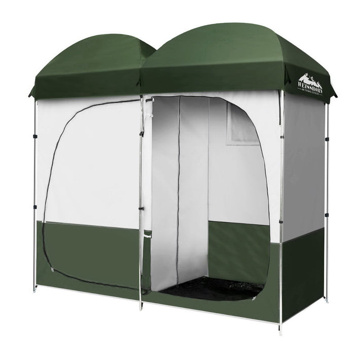 Weisshorn Double Camping Shower Toilet Tent Outdoor Portable Change Room Green-Home Living Store-