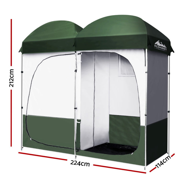 Weisshorn Double Camping Shower Toilet Tent Outdoor Portable Change Room Green-Home Living Store-
