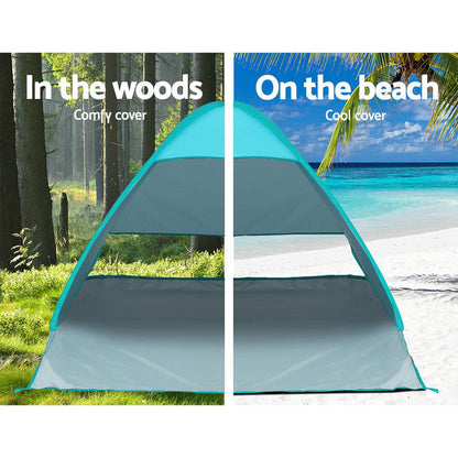 Weisshorn Pop Up Beach Tent Camping Hiking 3 Person Sun Shade Fishing Shelter-Home Living Store-
