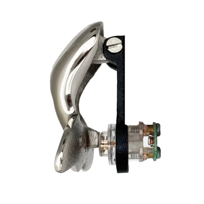 Side view of silver doorbell