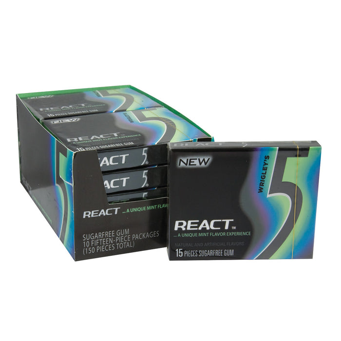 Wrigley's 5 Gum - React 2 Mint 15-Stick 10ct