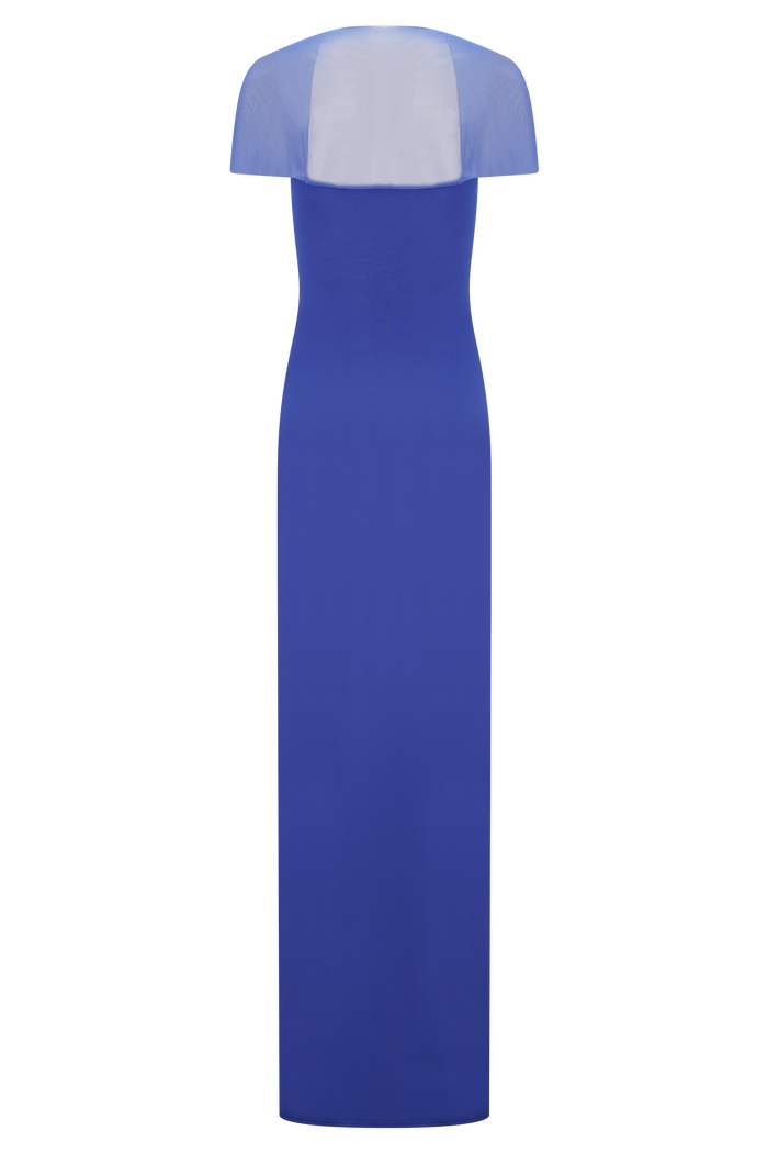 Wyatt Slinky And Mesh Maxi Dress - Cobalt Blue