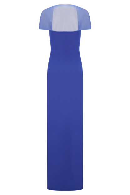 Wyatt Slinky And Mesh Maxi Dress - Cobalt Blue