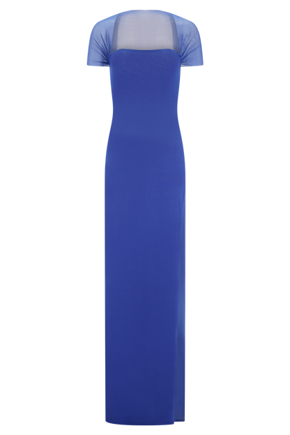 Wyatt Slinky And Mesh Maxi Dress - Cobalt Blue