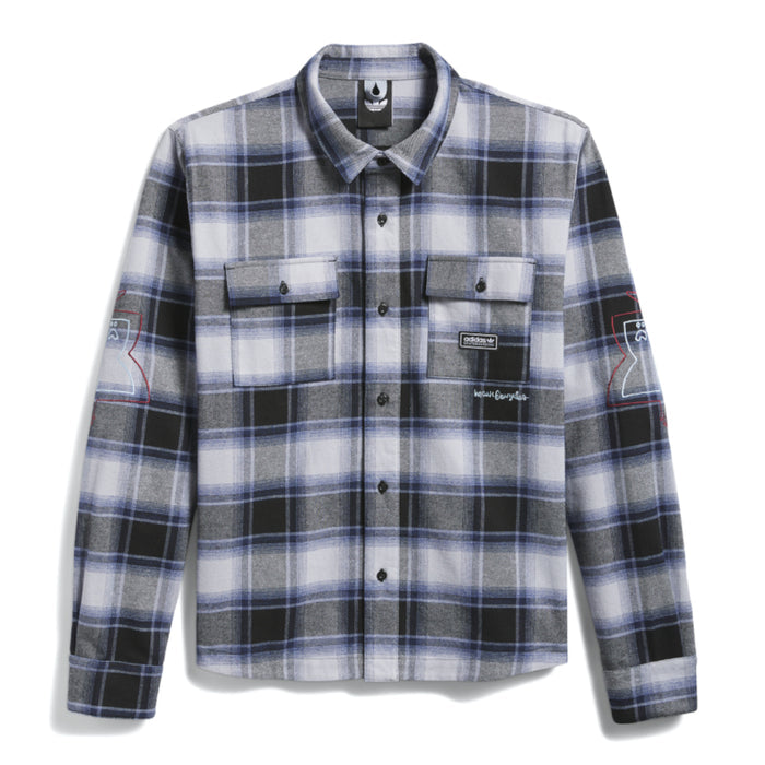 adidas - x Mark Gonzales Flannel Shirt (Black / Muted Purple / Halo Silver)