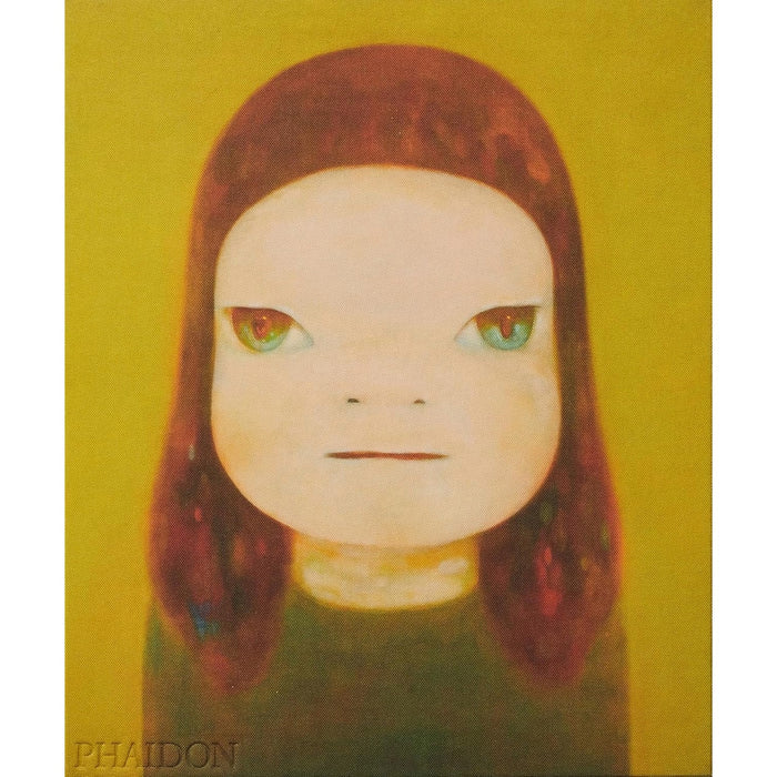 Illustration of a character with red hair and green eyes on a yellow background, featuring the Phaidon logo.