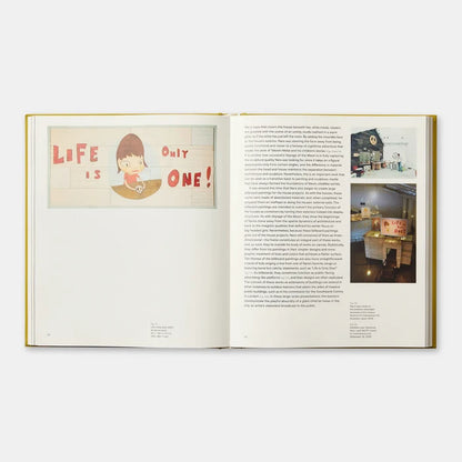 Open book with illustrations and text on a white background