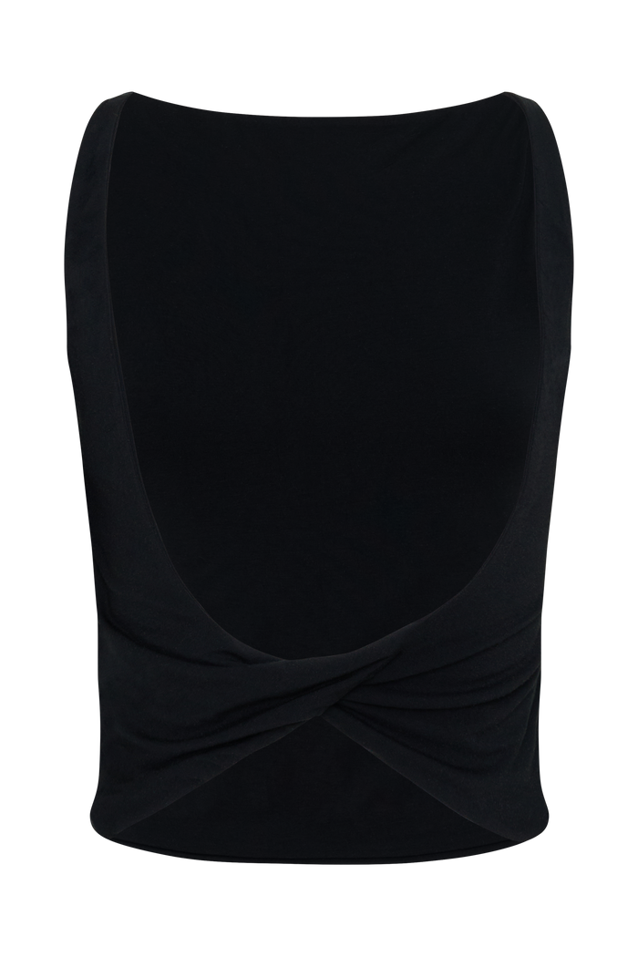 Yura Backless Twist Top - Black